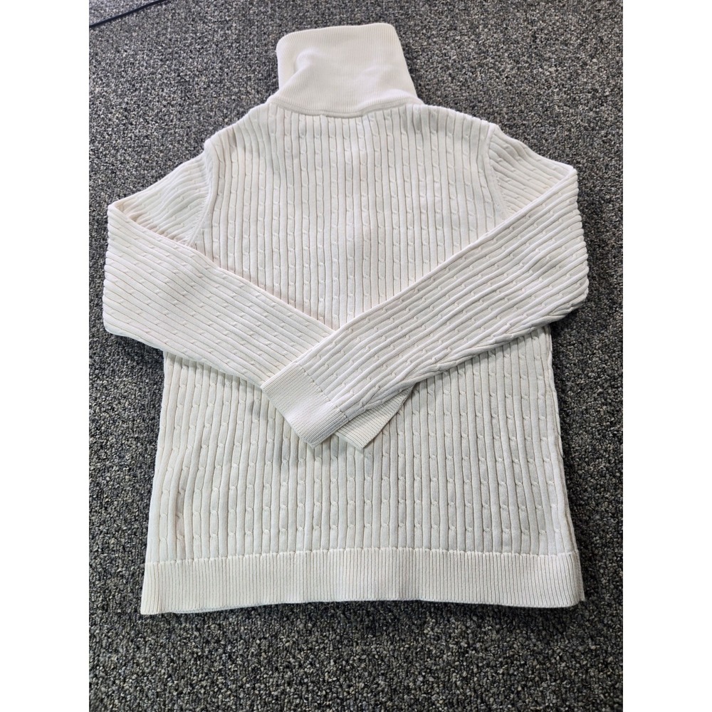 Liz Claiborne Petite Full Zip Sweater Petite Medium Ivory - Picture 9 of 11